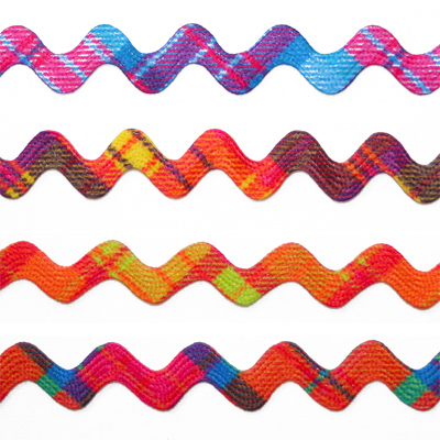 【チェック柄のリックラック   山道テープ】3mサイズカット (NOT-160) 4色展開