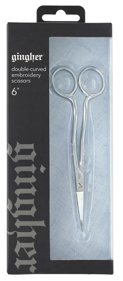 イタリア製【GINGHER/ギンガー 6" Double Curved Embroidery Scissors】6インチ ダブルカーブ プロ愛用者多数の最高級品 裁縫 刺繍 糸切り クラフトはさみ 手芸用ハサミ 化粧箱なし (NOT-228)
