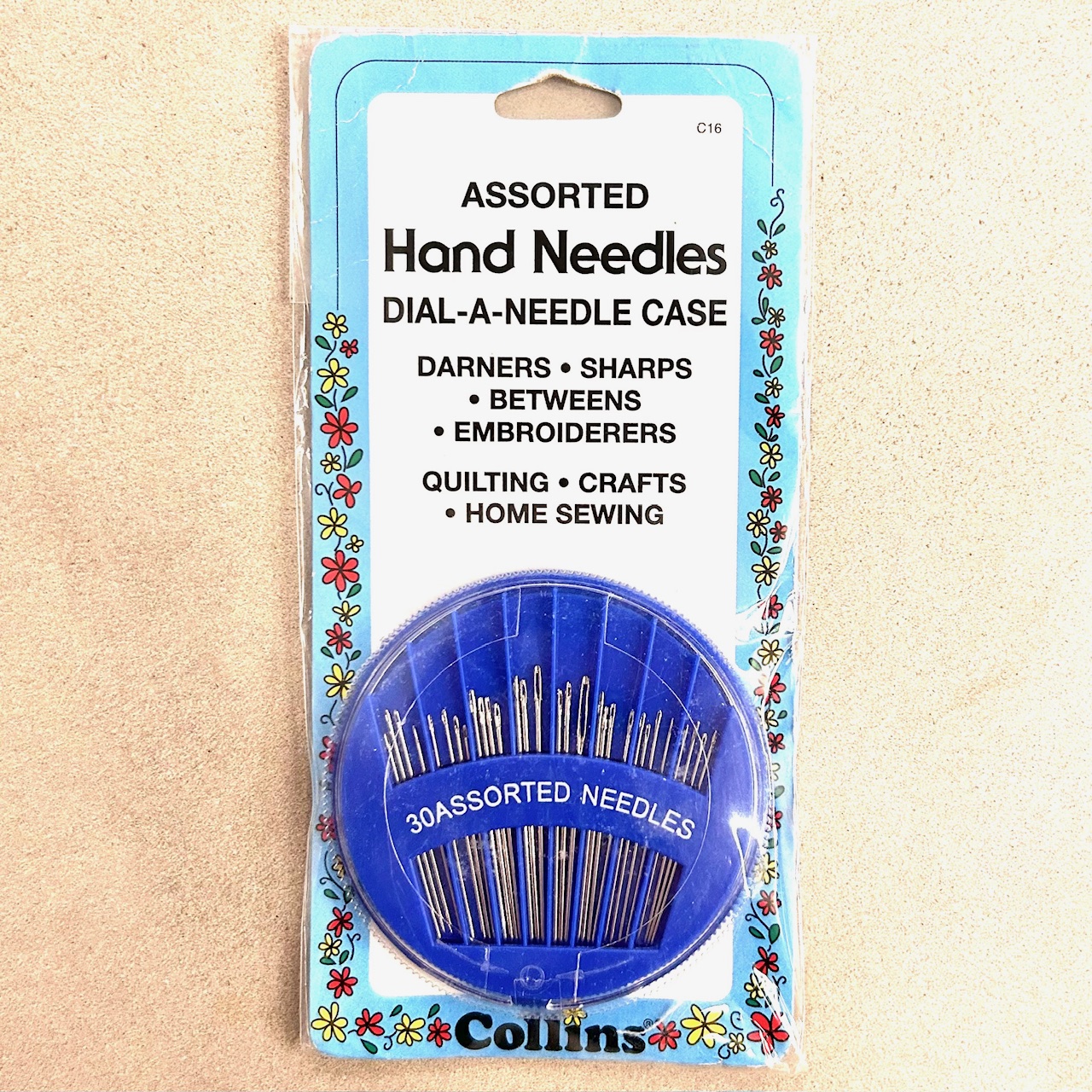 【Collins】ASSORTED Hand Needles  コリンズ  手縫い針 ダイヤル式針ケース  多用途アソート 30本入り(NOT-299)