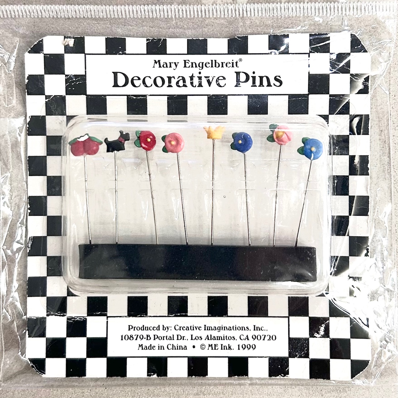 ヴィンテージ品【 Mary engelbreit  Decorative Pins】 メアリー・エンゲルブライト  装飾針  まち針  (NOT-302)