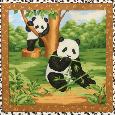 【動物プリント】パンダ柄  パネル生地  90x110cm (UAN-042)