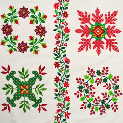USA輸入【クリスマス柄】ボルチモアキルト  パネル  60x110cm (UCH-039)