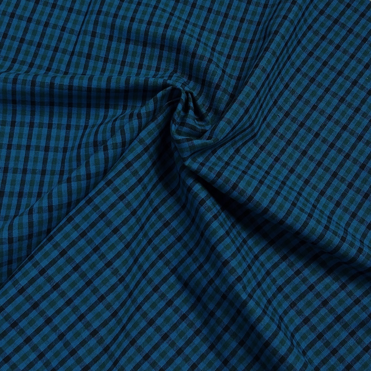 国産【チェックプリント】ブルーグリーン×ブラック チェック柄 (JCK-001)