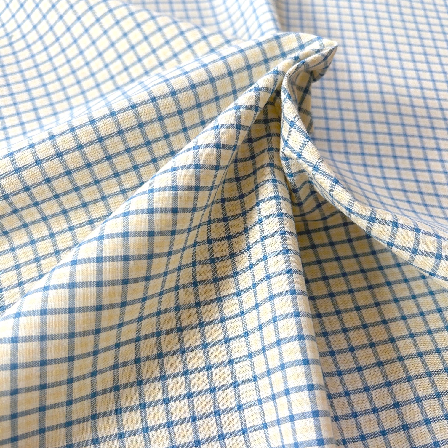 国産【チェックプリント】ホワイト×ブルー系 チェック柄 (JCK-005)