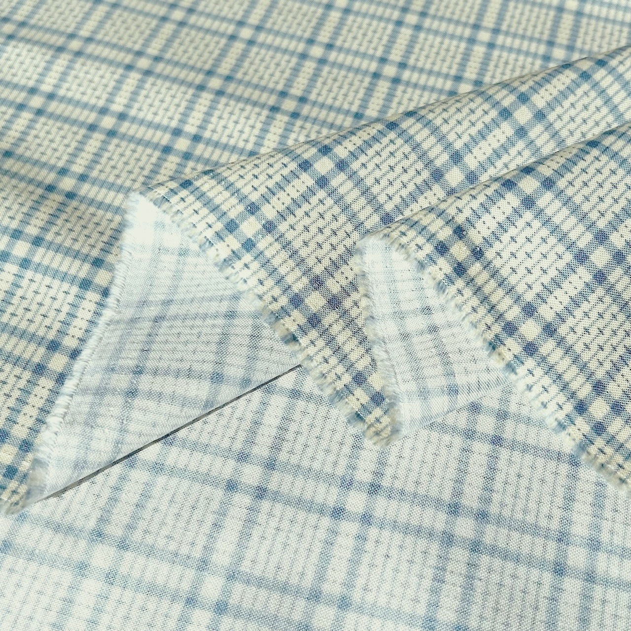 国産【チェックプリント】くすみブルー  チェック柄 (JCK-014)