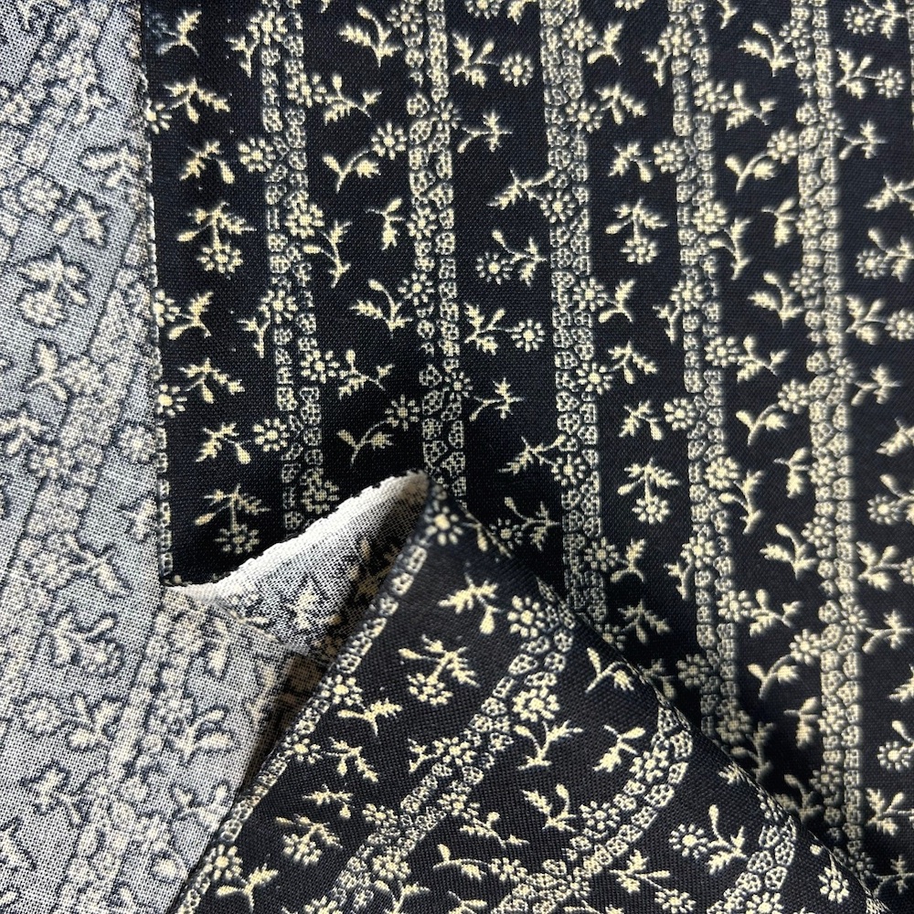 USAコットン【キャリコ  センテナリー】ボタニカル柄  草花柄  ストライプ  (UCR-335)