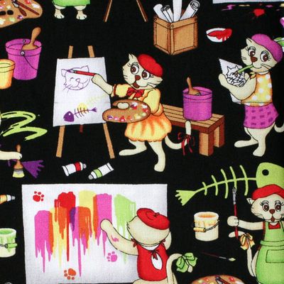 【猫柄プリント】50x55cm (UCT-015) カラーバリエーション