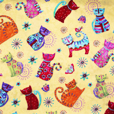 【猫柄プリント】50x55cm (UCT-173) カラーバリエーション