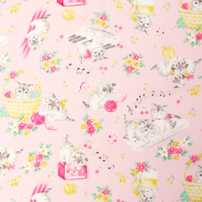 《一部カラー 再入荷》USAコットン【猫柄プリント】クラシカルなネコ柄生地 アメリカ輸入生地  50x110cm (UCT-175H) カラーバリエーション