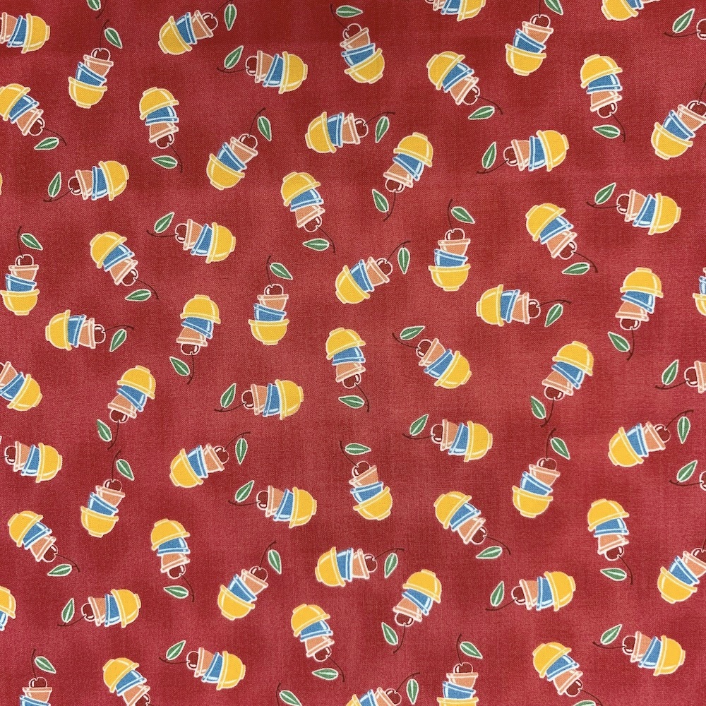 【USAコットン】50x55cm (UME-031)　レッド系　さくらんぼ柄