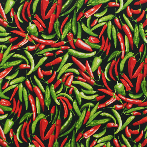 USAコットン【Foods & Kitchen柄】50x55cm (UFK-192)とうがらし柄 生地