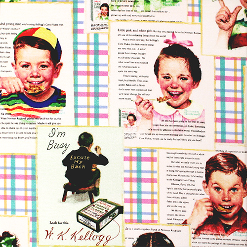 【USAコットン Foods & Kitchen柄ケロッグ】ノーマン・ロックウェル作品のプリント生地 人物 (UFK-214)