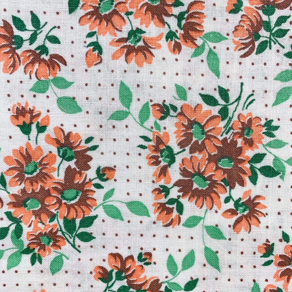 海外で人気の【フィードサック】  1930年代アメリカ製  穀物袋の布地  ヴィンテージ布  ドット柄  花柄   UFS-265