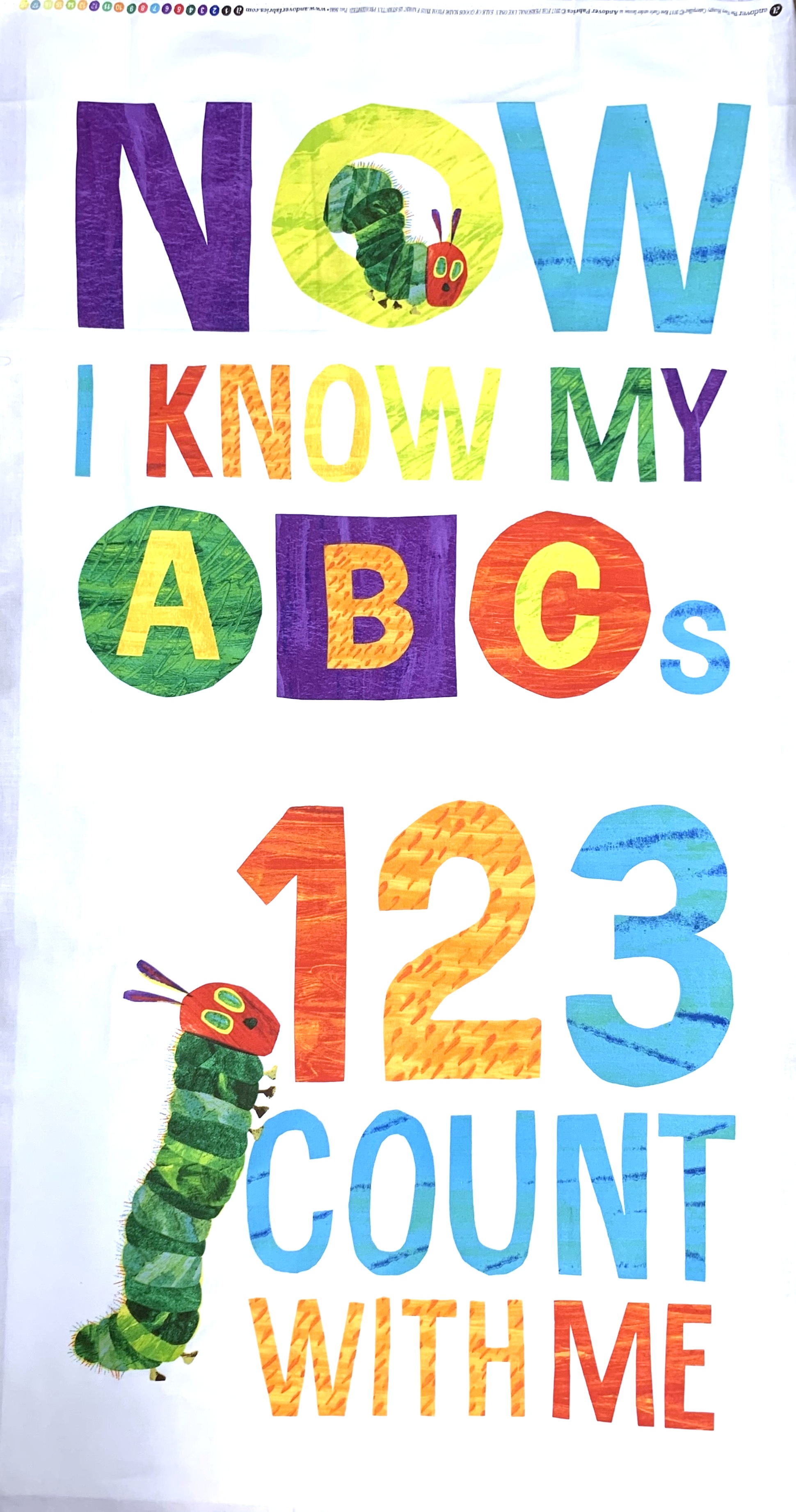 USAコットン《 はらぺこあおむし著 エリックカールのデザイン生地 》ABCs パネルプリント 60x110cm (UHC-040)