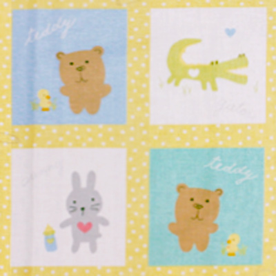 【Kidsプリント - パネル柄 -】60x110cm (UKS-149) パステルカラー 動物柄  キッズベビー