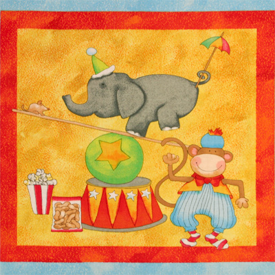 【Kidsプリント - パネル柄 -】60x110cm (UKS-159) 動物柄  サーカス
