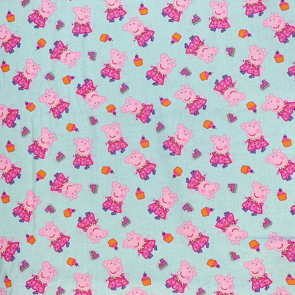 【Kidsプリント】 - Peppa Pig - ペッパピッグ (UKS-213)  ブタさん 水色