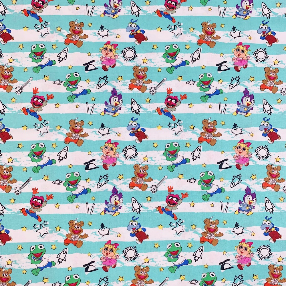 【Kidsプリント】 - Peppa Pig - ペッパピッグ (UKS-214)  セサミストリート 水色ボーダー