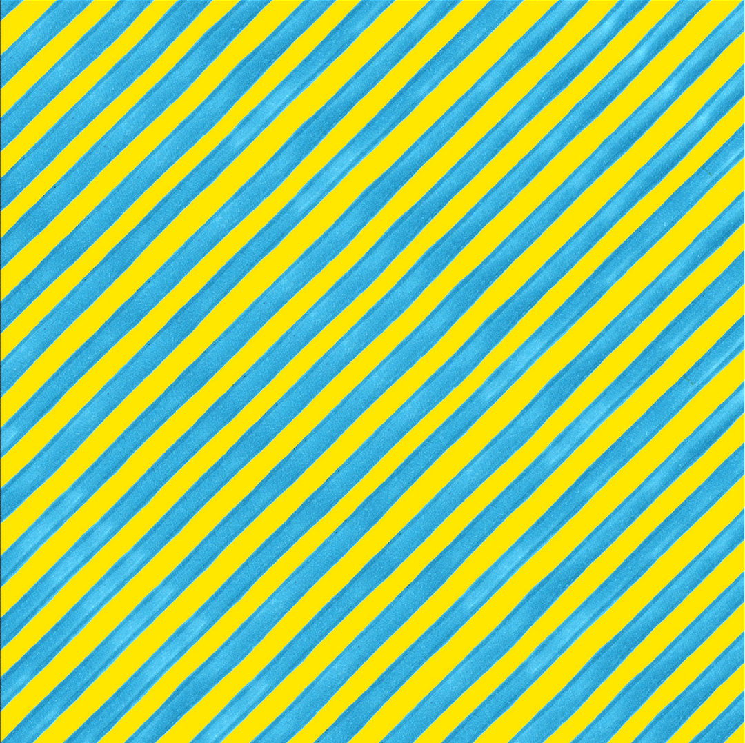 【Loralie Designs】 - Bias Stripe Bold Yellow / Turquoise Fabric- (ULH-039) ロラライハリス  ストライプ柄  ブルー系