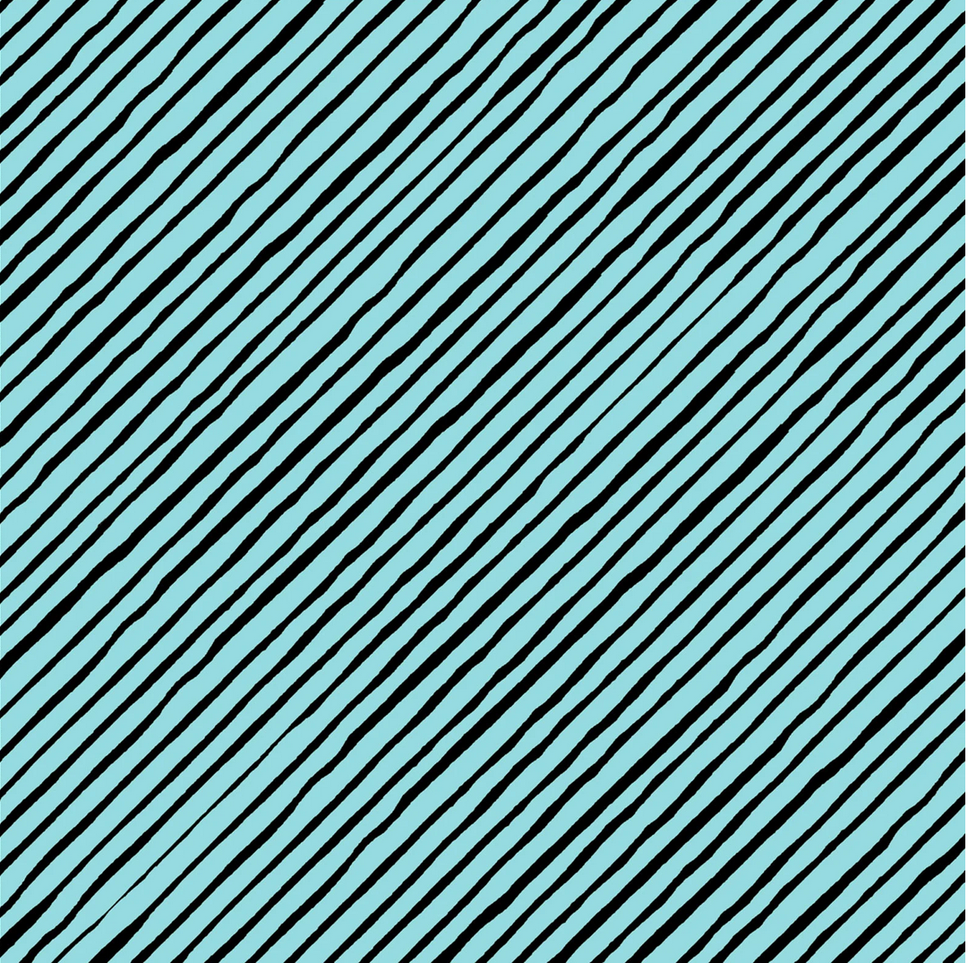 USAコットン ロラライハリス【Loralie Designs】 - Sorta Stripe Bias Turquoise / Black Fabric-   ブルー系ストライプ(ULH-050)
