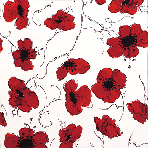 USAファブリック【Loralie Designs】ロラライハリス布地  - Poppies - (ULH-083)　ホワイト×レッド　花柄　ホワイト系