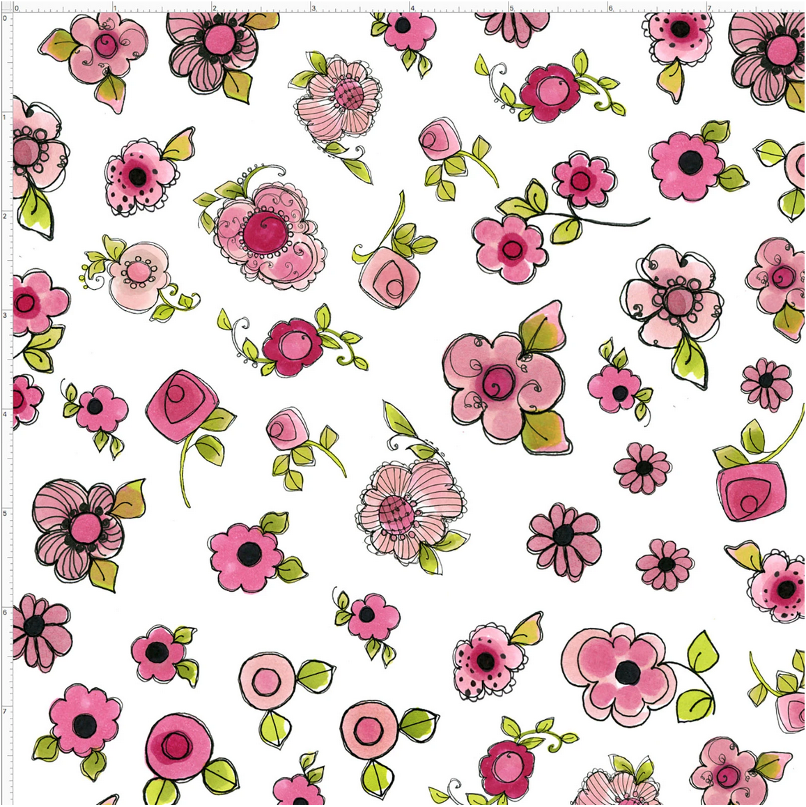 USAファブリック【Loralie Designs】ロラライハリス布地  -Parlor Posies  White - 花柄  ホワイト系(ULH-129)