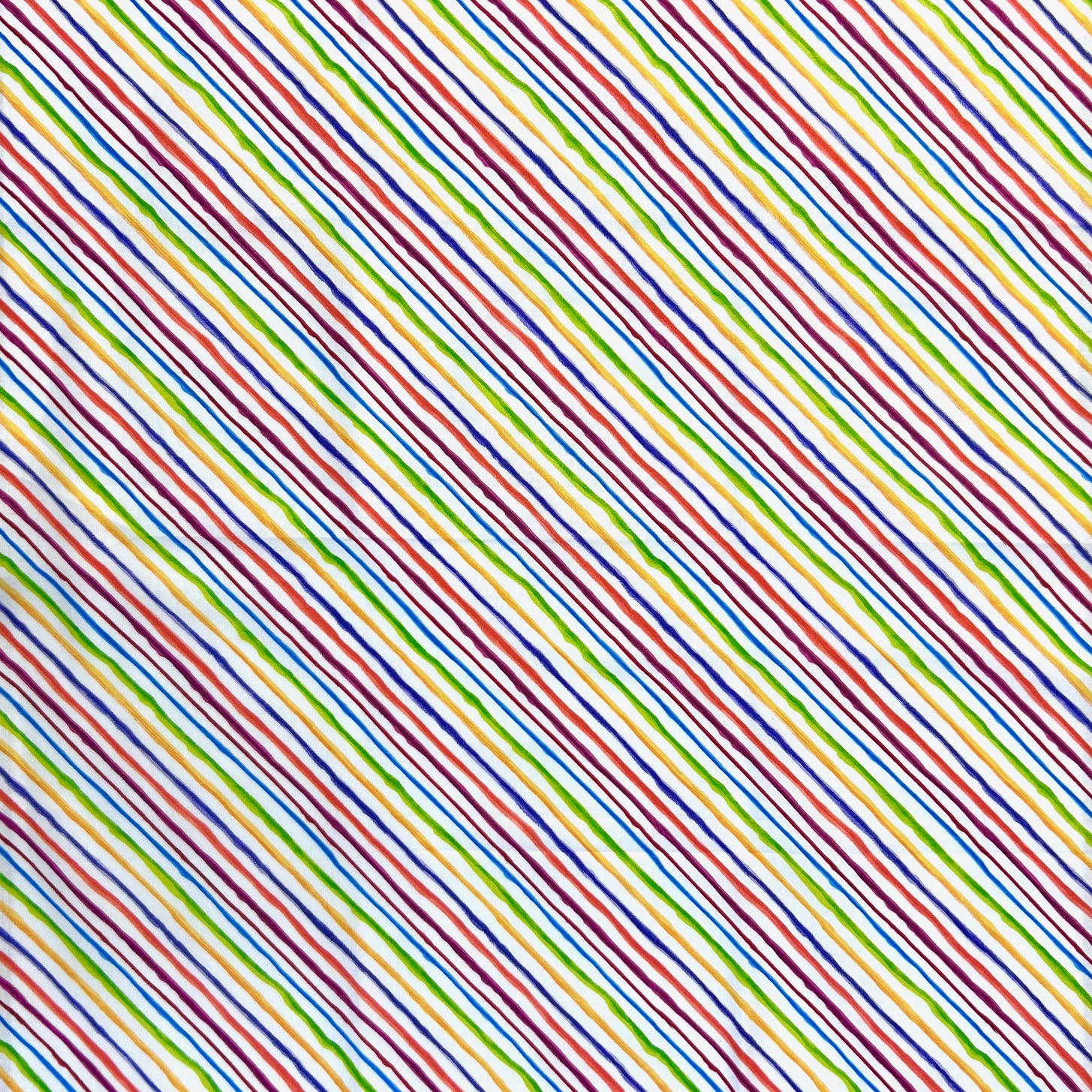 USAインポートファブリック【Loralie Designs】 - Quirky Bias Stripe White Fabric - ロラライハリス  クァーキーバイアスストライプ  ビタミンカラーなストライプ柄 (ULH-138)