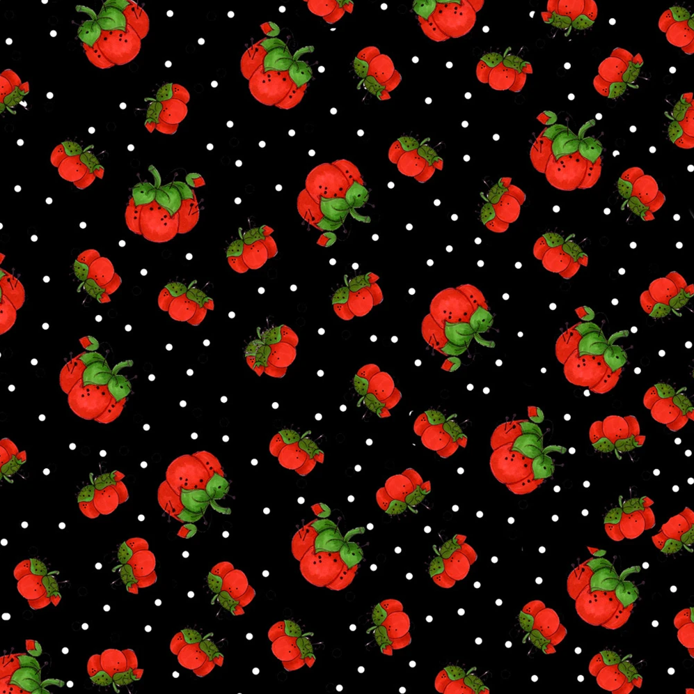 USAファブリック【Loralie Designs】ロラライハリス  - Pin Dots Black　ピンドット(ULH-338)ブラックレッド系