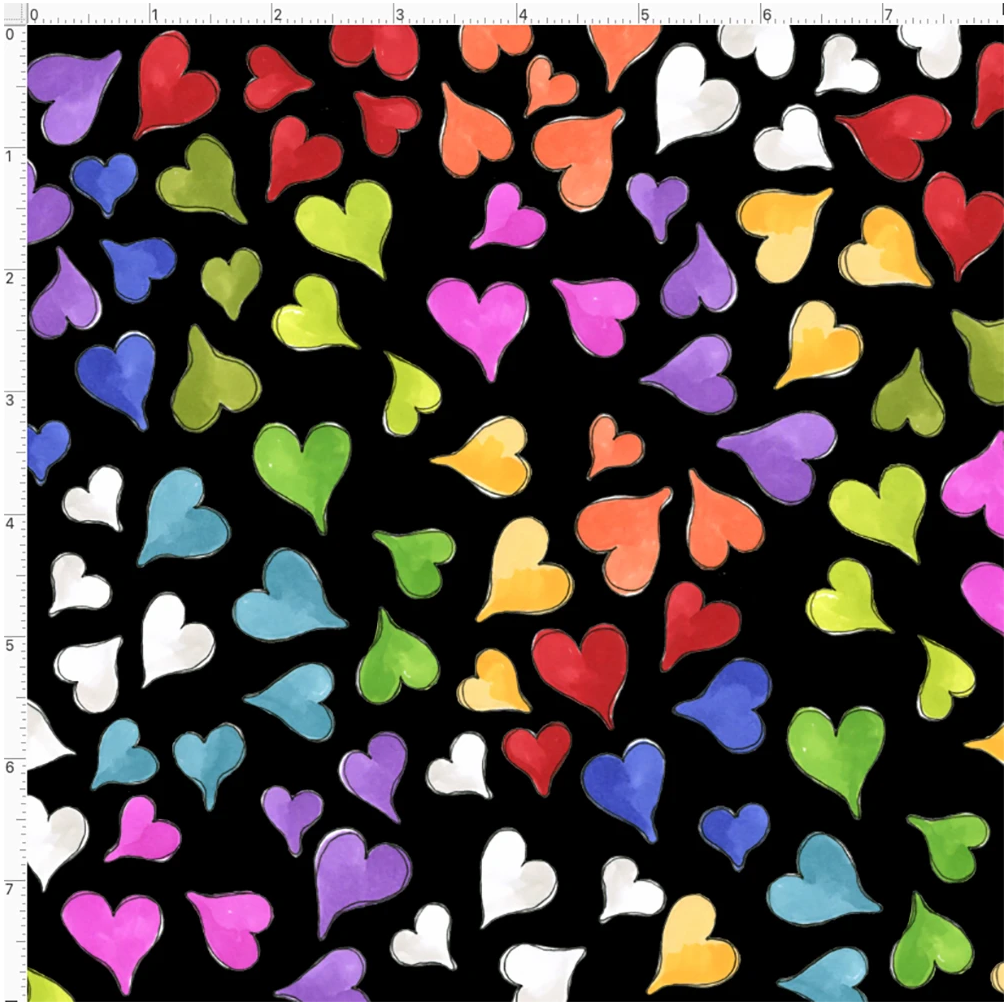 【Loralie Designs】- Happy Hearts Black-ハッピーハートブラック(ULH-366)ハート柄