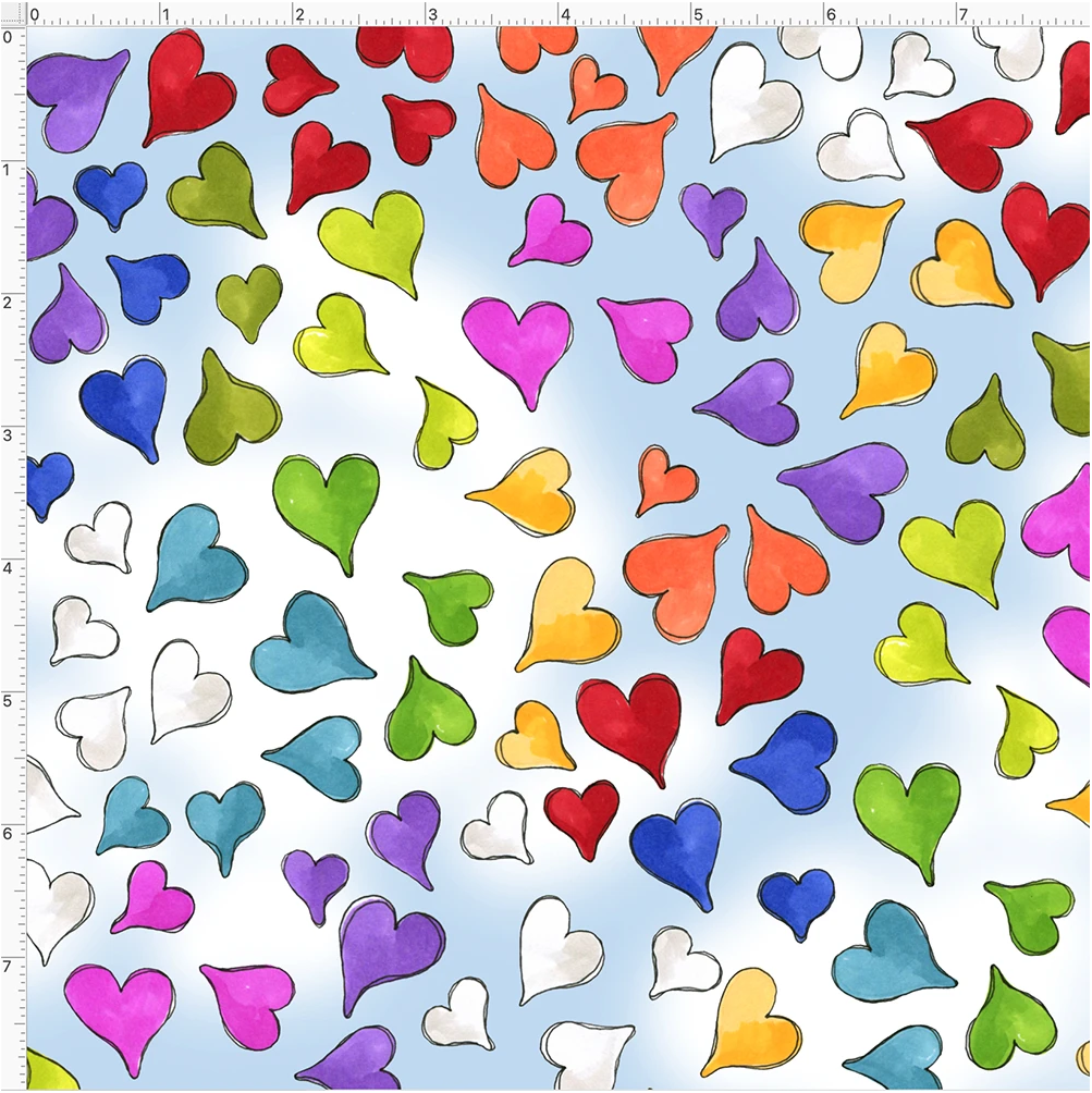 USAファブリック【Loralie Designs】ロラライハリス  - Happy Hearts Blue Sky-(ULH-368) ロラライハリス  ハッピーハート柄  布地