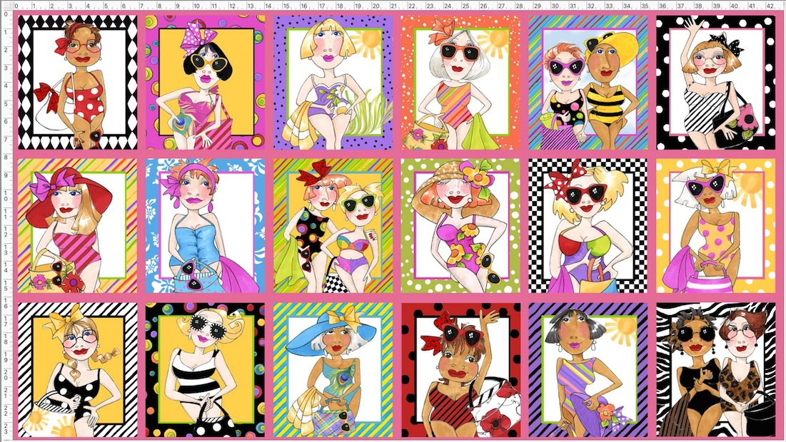 USAインポートファブリック【 Loralie Designs 】ロラライハリス  Beauty Beach Fabric Panel  ガールデザイン パネル生地 (ULH-381)