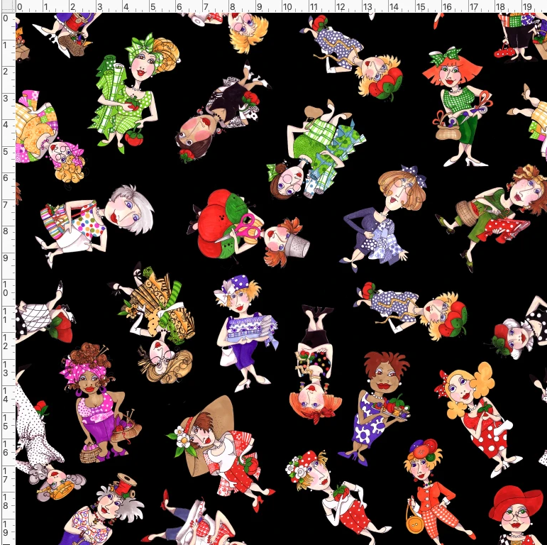 【USAコットン  ロラライハリス  Loralie Designs】- Sew Many Sewers Black - ソーイング柄 (ULH-397)