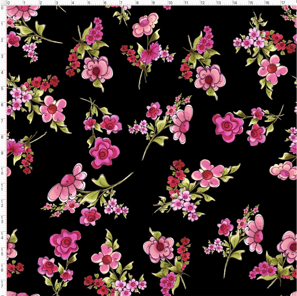 【Loralie Designs】- Jumbo Floral Black ジャンボフローラル柄 ブラック -(ULH-414)