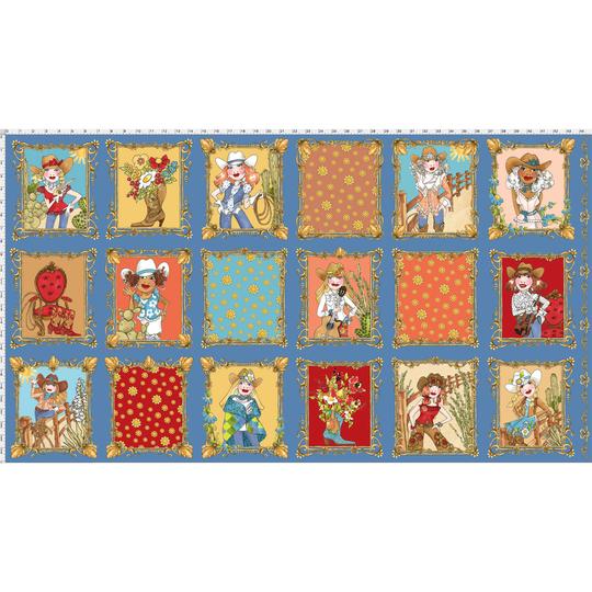 【再入荷】Loralie Designs-Whoa! Girl Fabric Panel Blue- 60x110cm (ULH-170)   ロラライハリス パネル生地