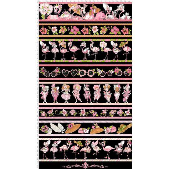 【Loralie Designs】- Flam Borders Black Fabric Panel-(ULH-195)