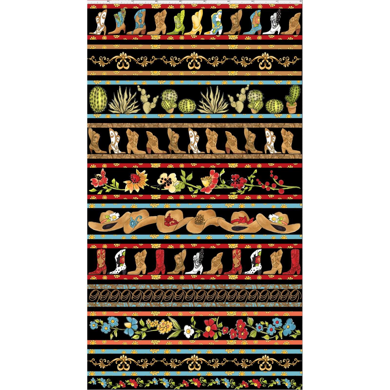 【Loralie Designs】-Whoa Borders Fabric Panel / Black -(ULH-210)