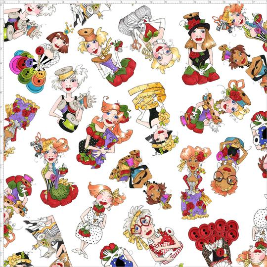 【Loralie Designs】-Curious Toss White Fabric -(ULH-216)