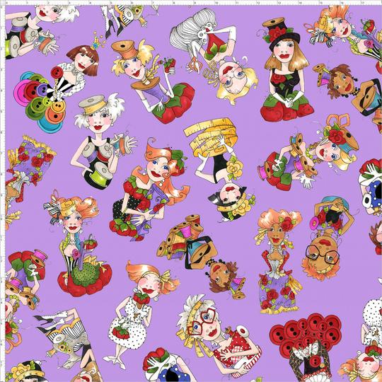【Loralie Designs】-Curious Toss Purple  Fabric -(ULH-218)