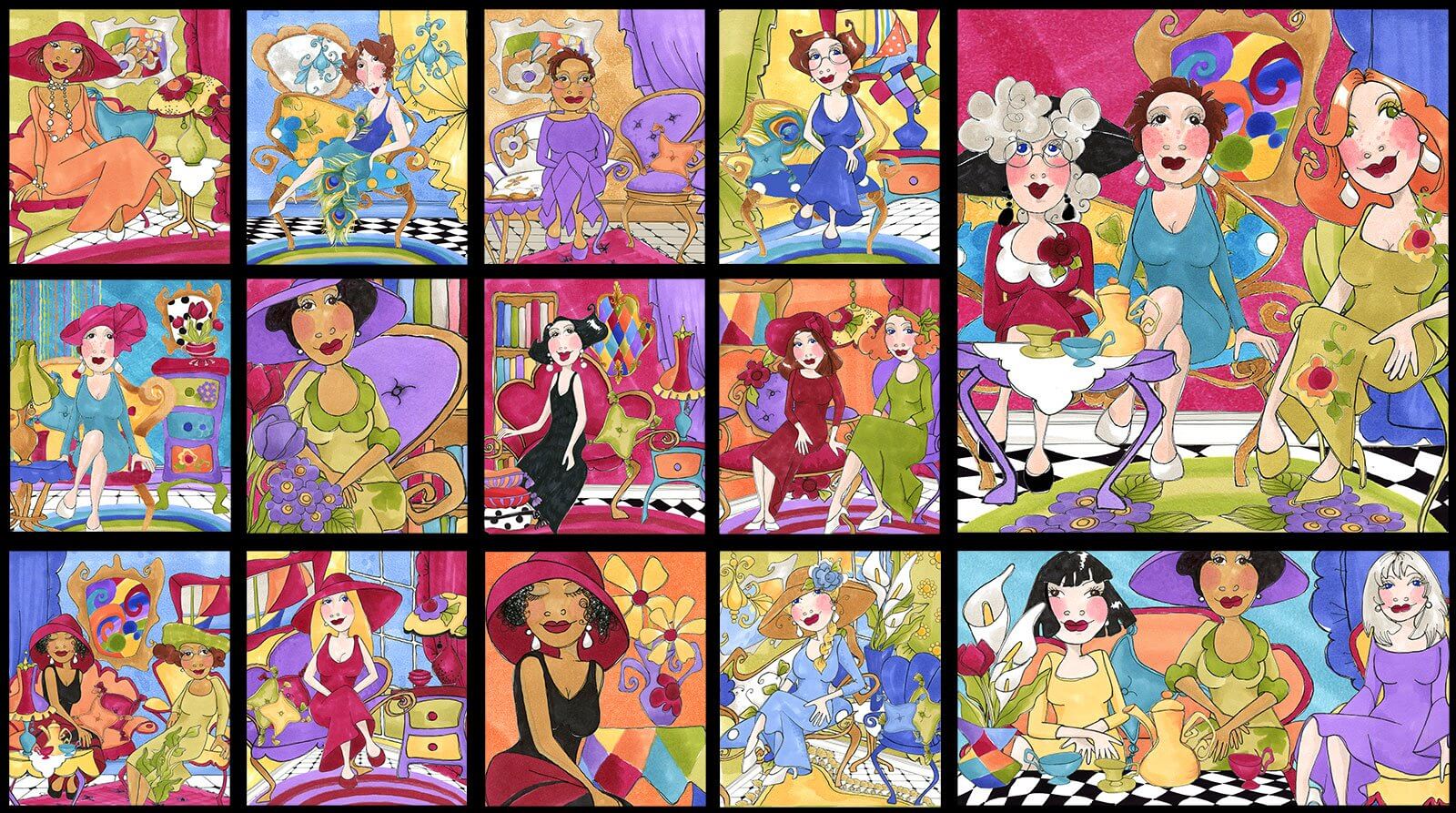 【Loralie Designs】Sitting Pretty Fabric Panel(ULH-273)   ロラライハリス パネル生地