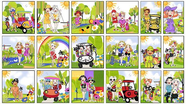 【Loralie Designs】Golf Happy Fabric Panel(ULH-276)  ロラライハリス パネル生地