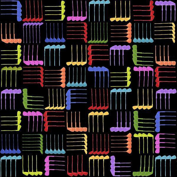 【Loralie Designs】ロラライハリス  クラブ ウィーブ　Club Weave Black(ULH-286)  ゴルフ柄　ブラック系