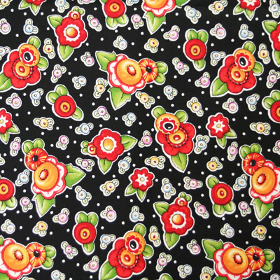 【USAコットン】　50x55cm(UME-023)　　ブラック系　花柄