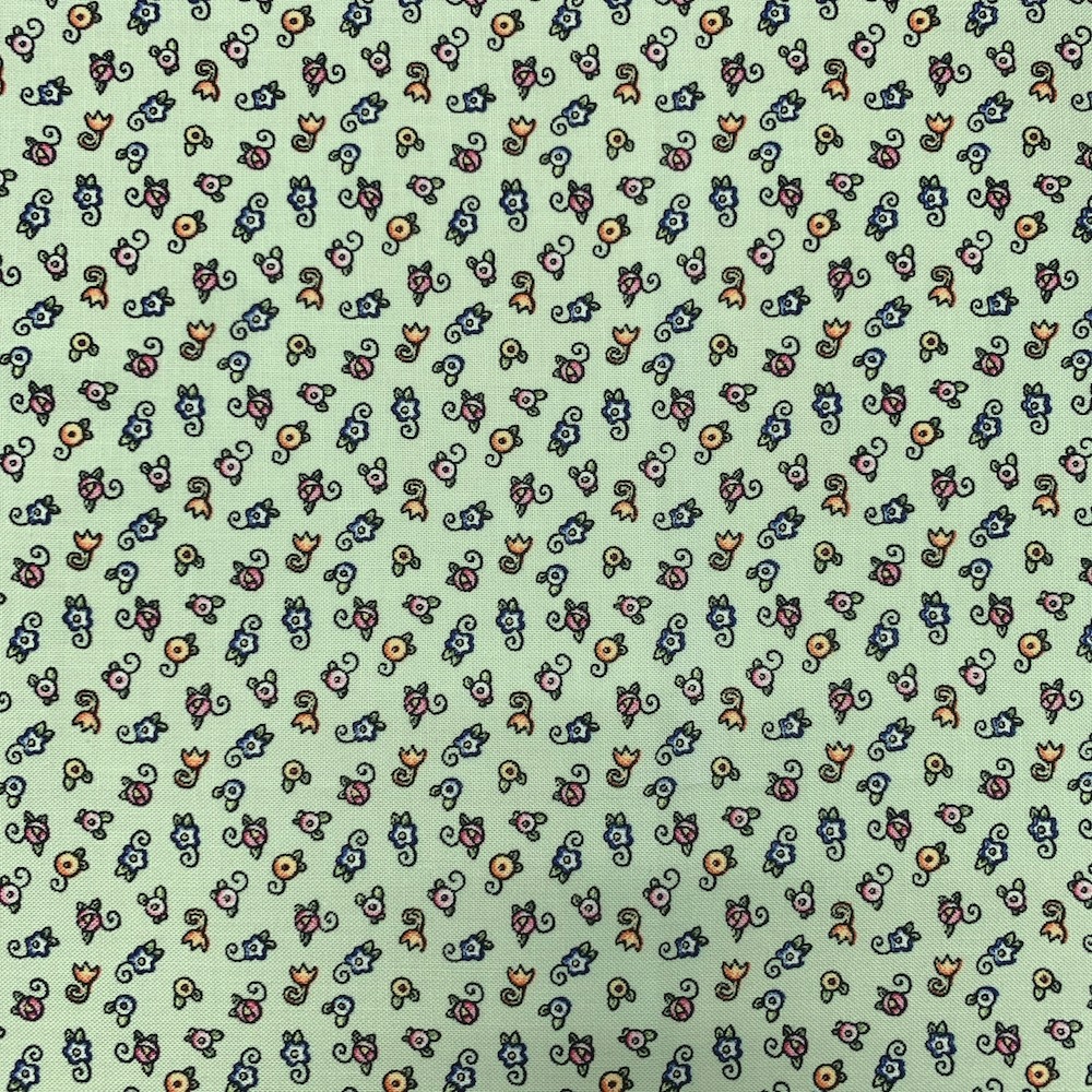 【USAコットン】50x55cm (UME-036)　グリーン系　　花柄