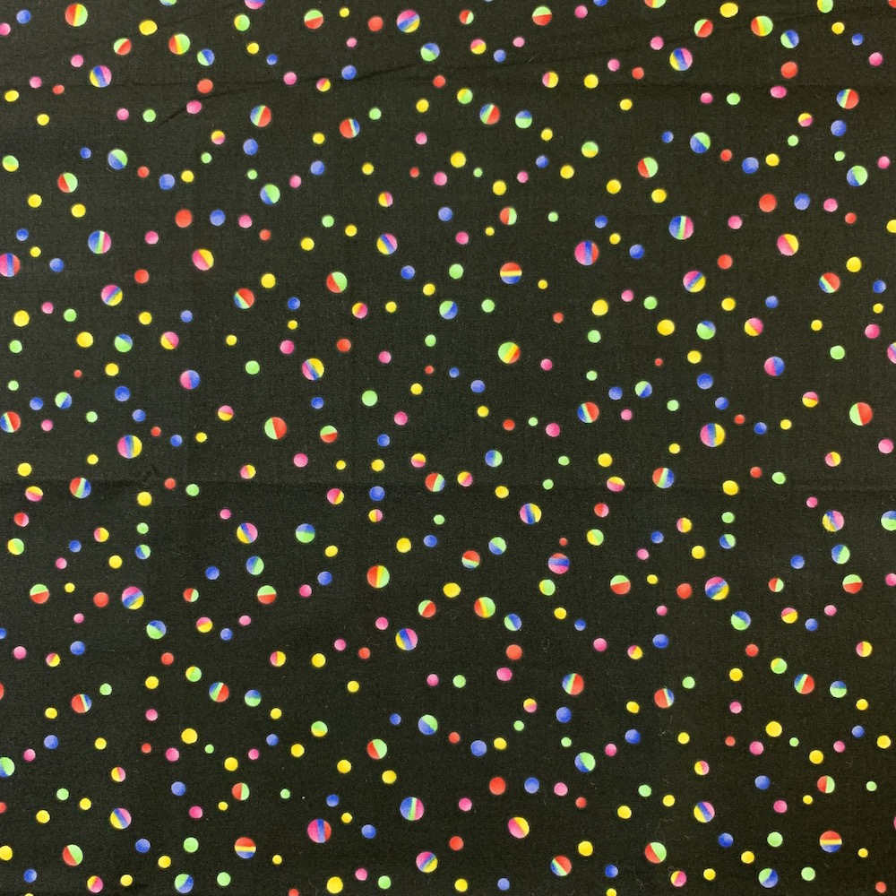 USA輸入コットン生地 50x55cm (UML-029)　　ブラック系　水玉柄　ドット柄