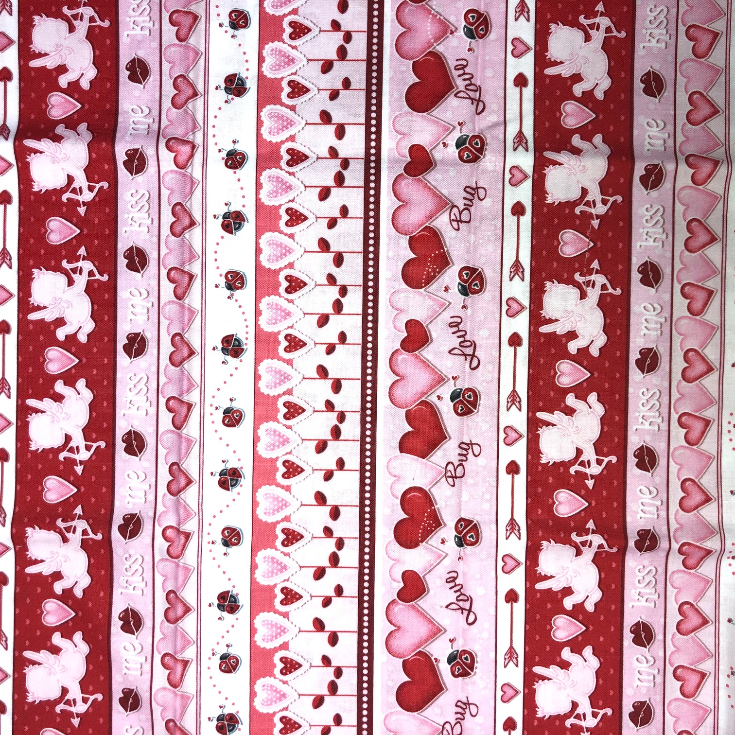 【USAコットン】　Angel Heart Border /Pink　ハート柄(UOTS-015)