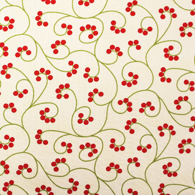 【USA輸入生地 】赤の差し色ドットがシンプルな草木柄 ドット柄布地50x55cm (UOTS-431)