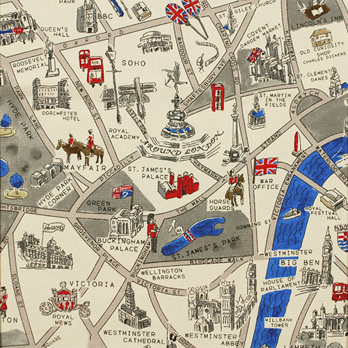 【その他プリント - オックスフォード生地 - 】地図柄 英字 (UOTS-494)