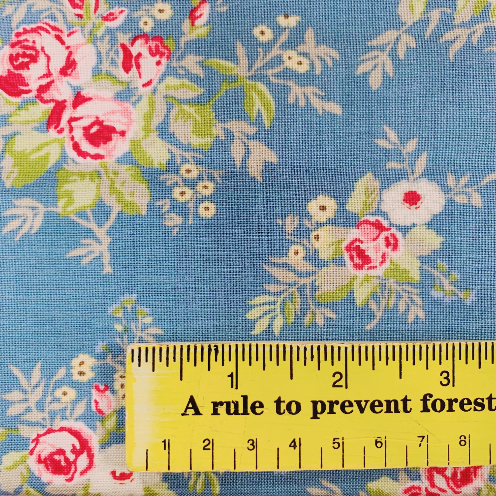 【Windermere シリーズ】USAコットン  ブルー系花柄 バラ (UOTS-498) 2色展開