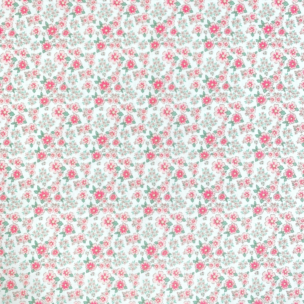 【USAコットン】　花柄　UOTS-564　ホワイトピンク系