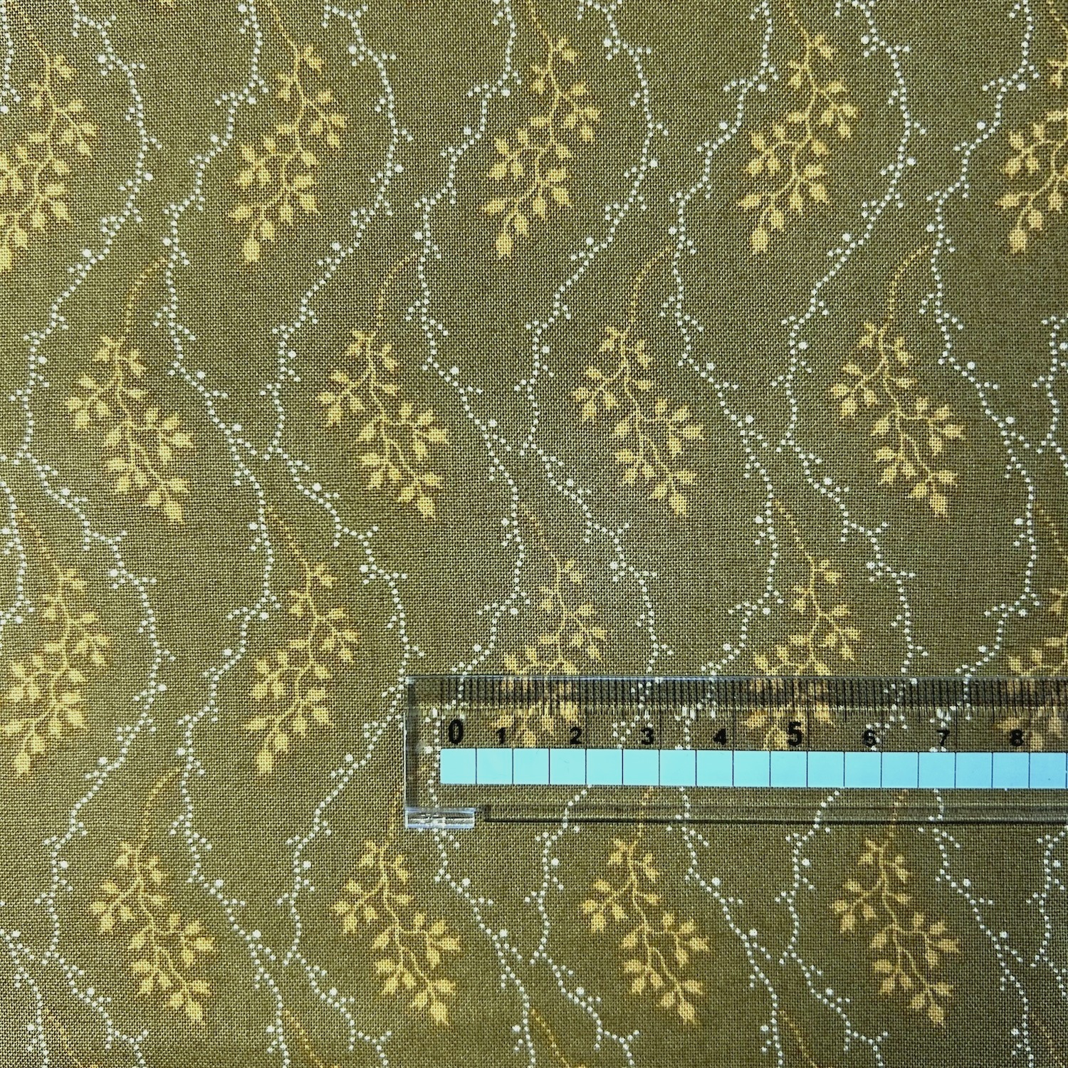 【USAコットン】クラシカルな草花柄  オリーブグリーン系 (UOTS-574)